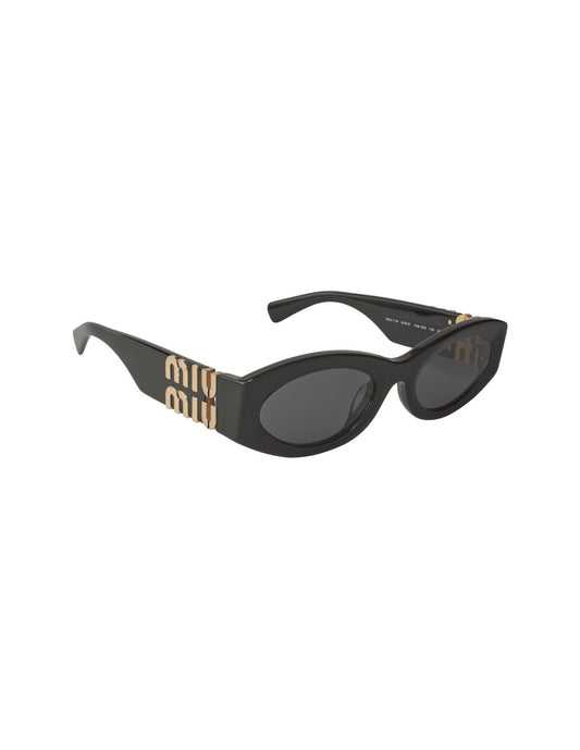 Miu Miu MU 11WS 1AB-5S0 Oval Shape Black Gold – vista 6