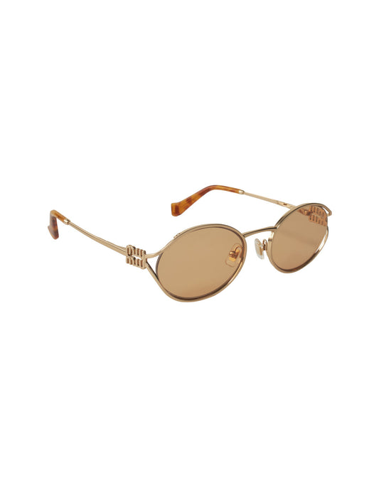 Miu Miu MU 52YS 5AK-10B Oval Shape Orange Gold – vista 6