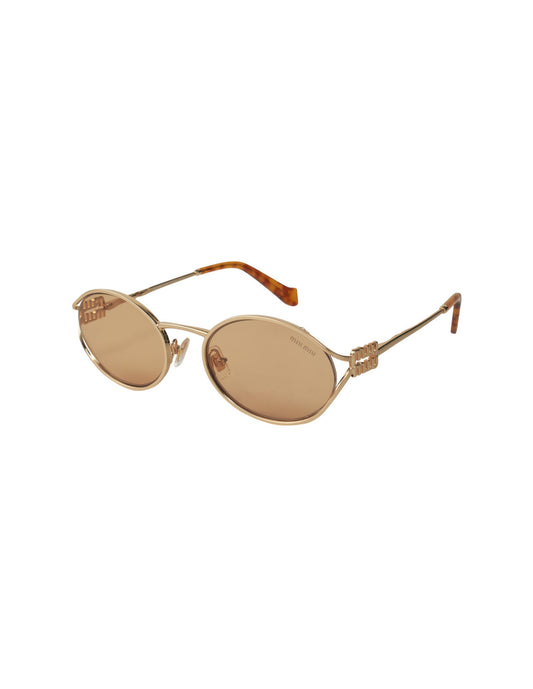 Miu Miu MU 52YS 5AK-10B Oval Shape Orange Gold – vista 7